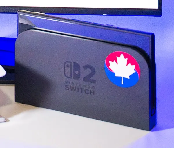 Nintendo Switch 2 dock with a Canakrn sticker